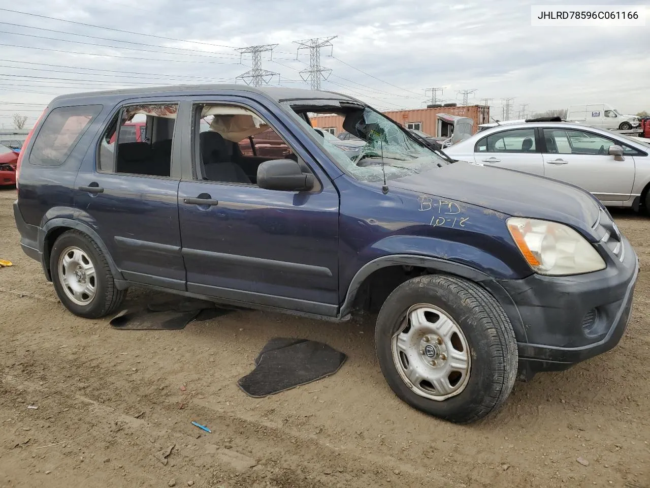 2006 Honda Cr-V Lx VIN: JHLRD78596C061166 Lot: 77969874