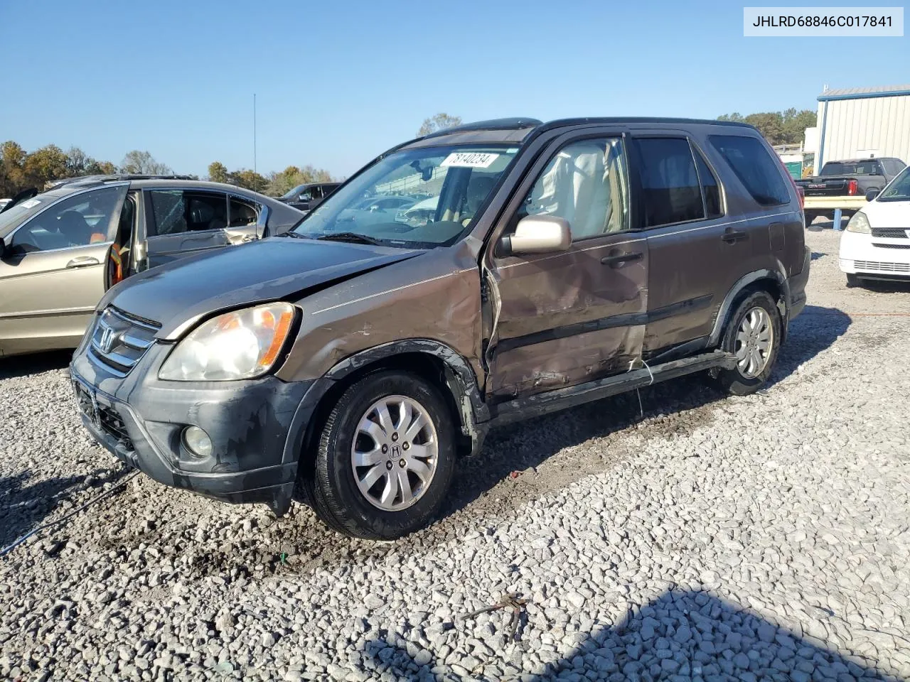 2006 Honda Cr-V Ex VIN: JHLRD68846C017841 Lot: 78140234