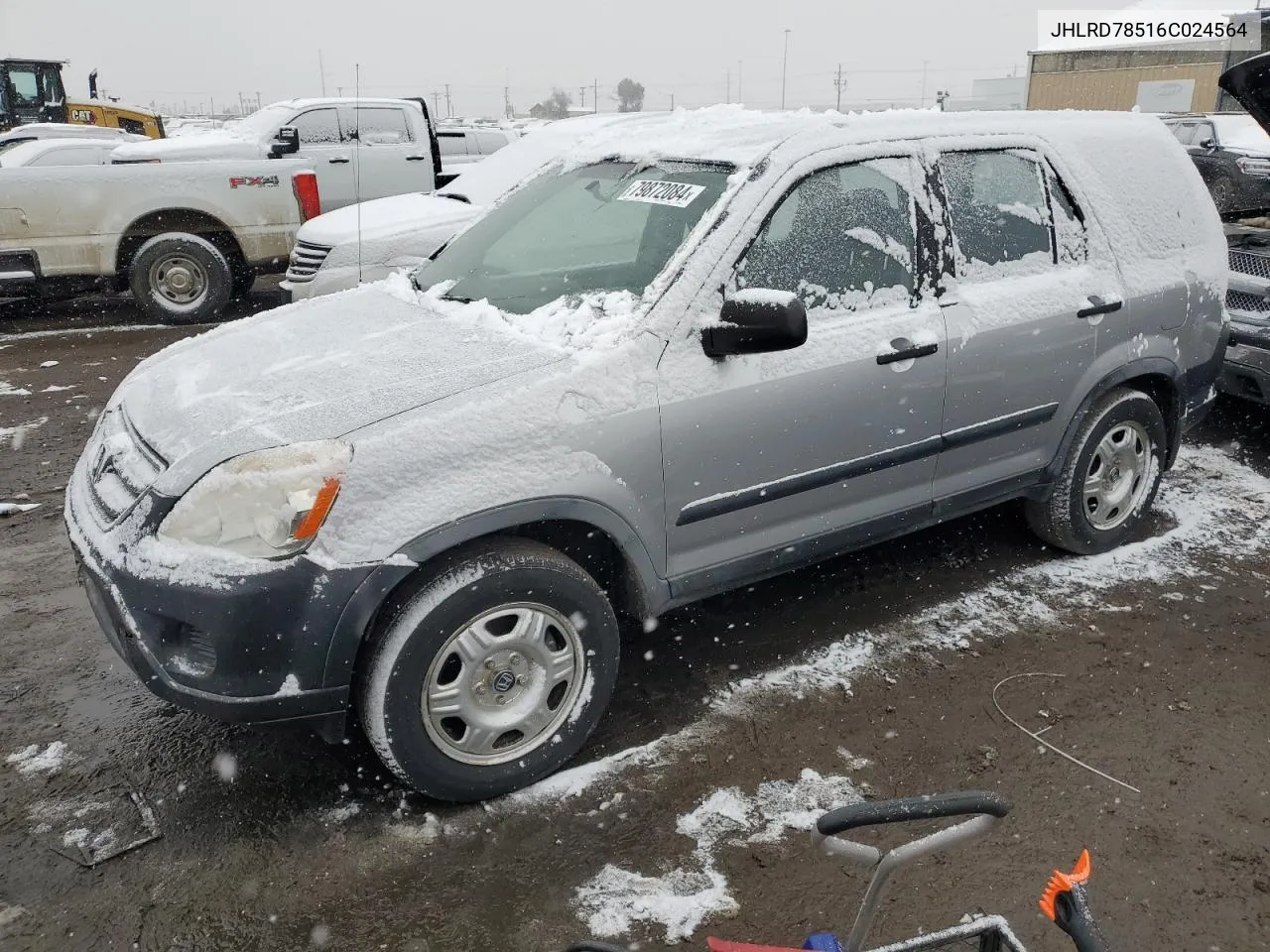 2006 Honda Cr-V Lx VIN: JHLRD78516C024564 Lot: 79872084