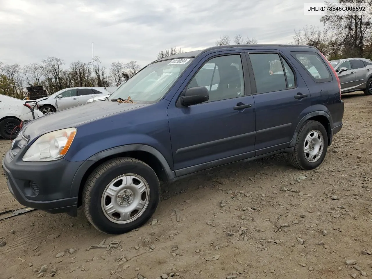 2006 Honda Cr-V Lx VIN: JHLRD78546C006592 Lot: 80229894