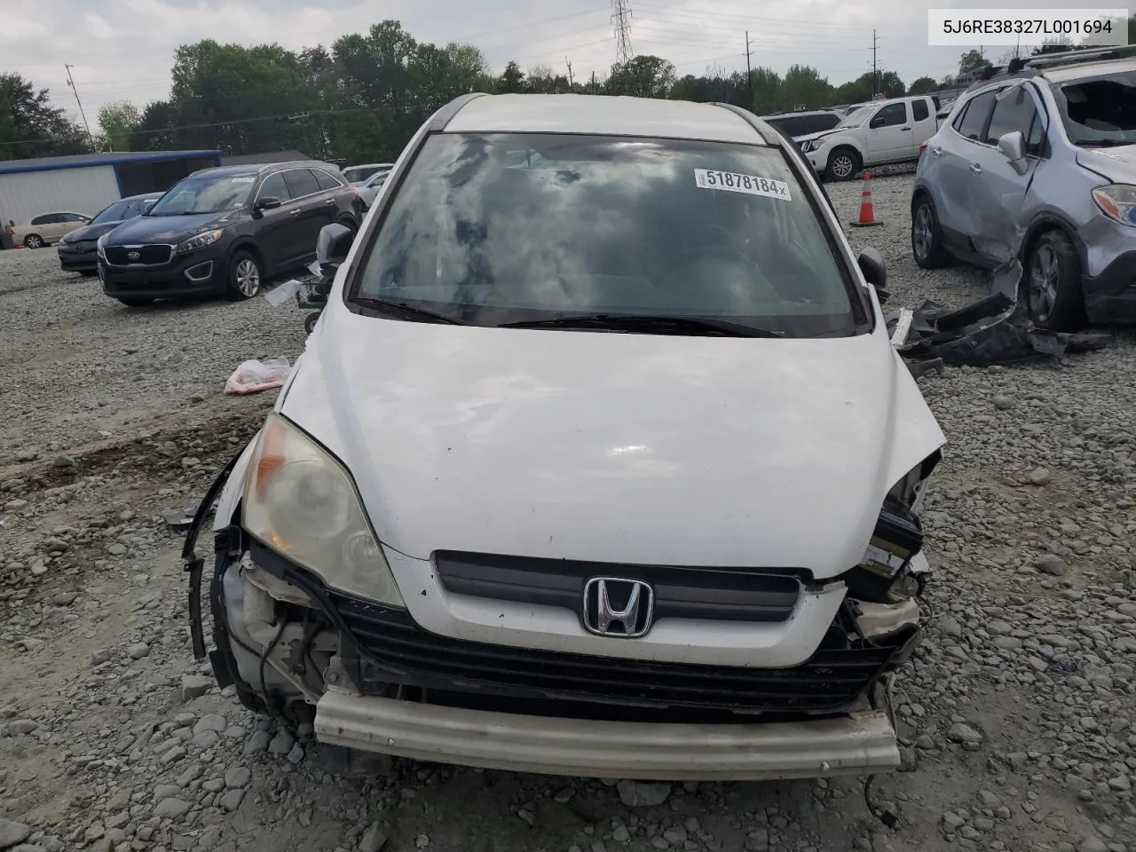 2007 Honda Cr-V Lx VIN: 5J6RE38327L001694 Lot: 51878184