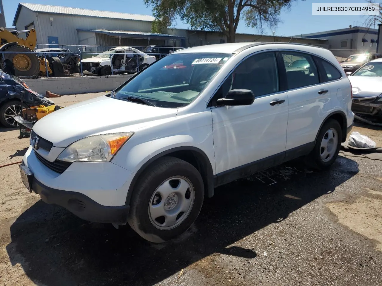 2007 Honda Cr-V Lx VIN: JHLRE38307C034959 Lot: 68444724