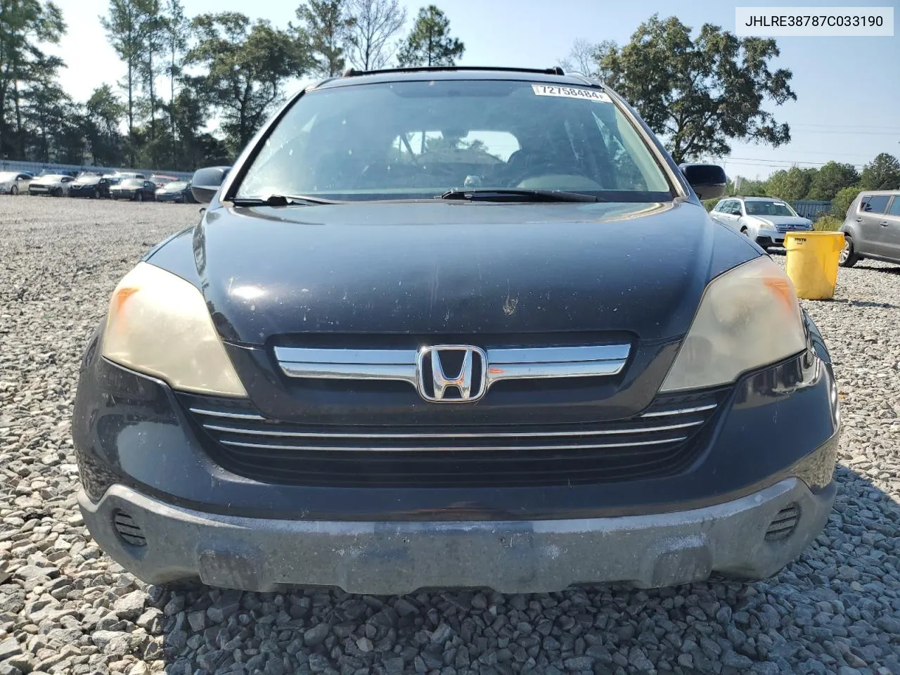 2007 Honda Cr-V Exl VIN: JHLRE38787C033190 Lot: 72758484