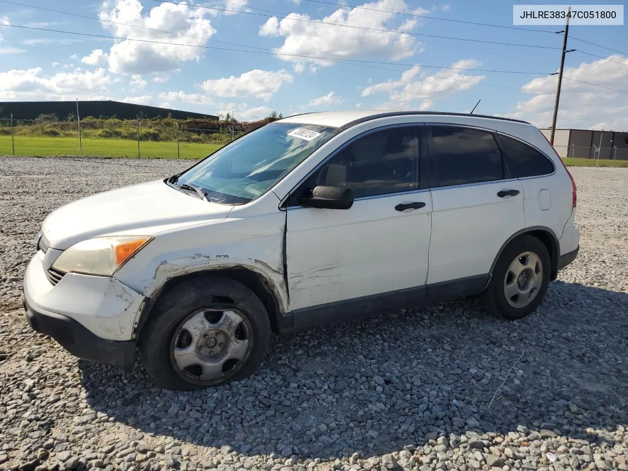 2007 Honda Cr-V Lx VIN: JHLRE38347C051800 Lot: 73865124