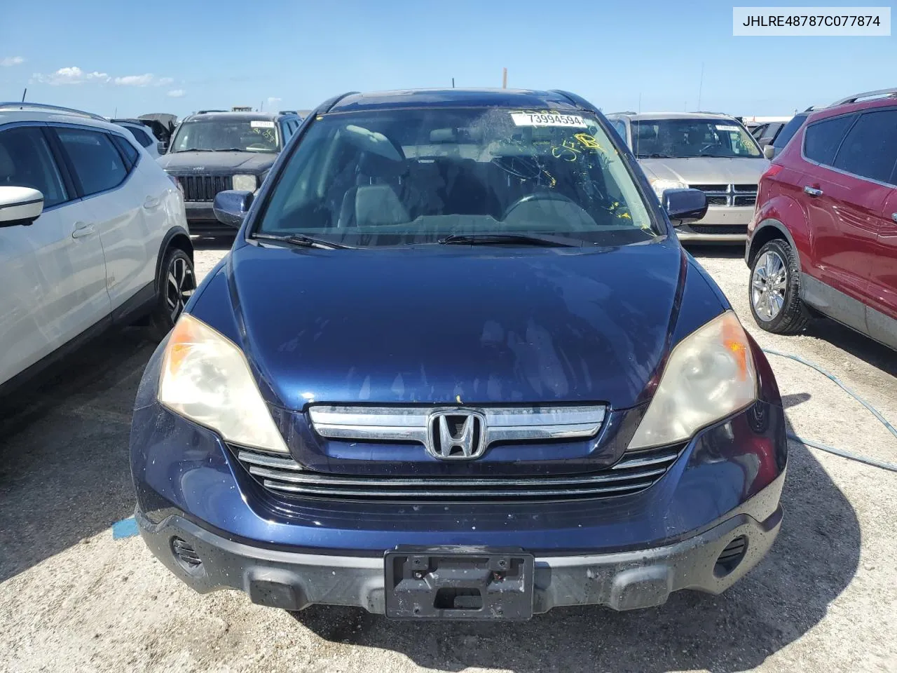 2007 Honda Cr-V Exl VIN: JHLRE48787C077874 Lot: 73994594