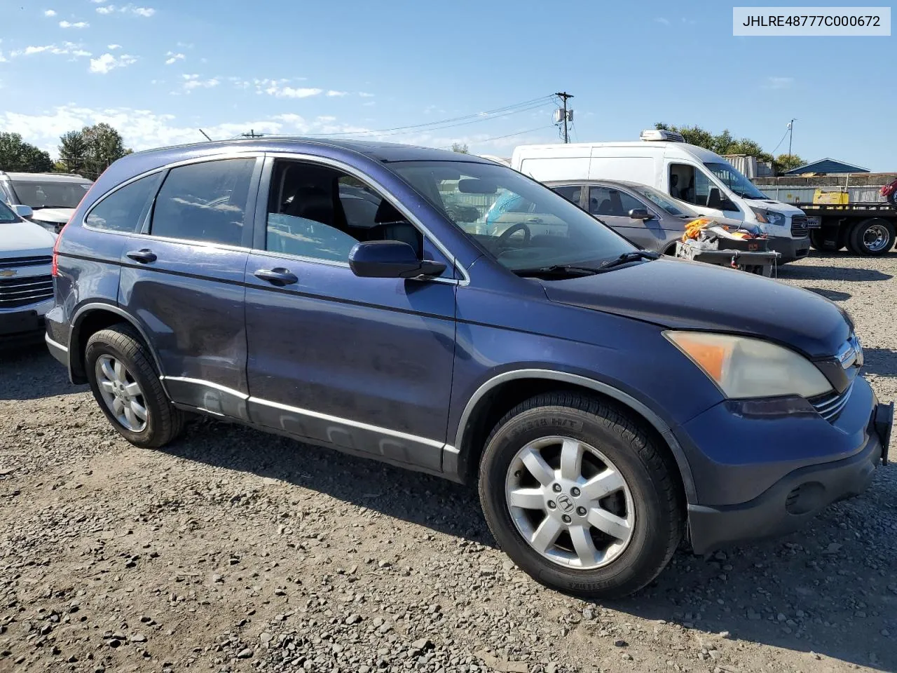 2007 Honda Cr-V Exl VIN: JHLRE48777C000672 Lot: 74936064