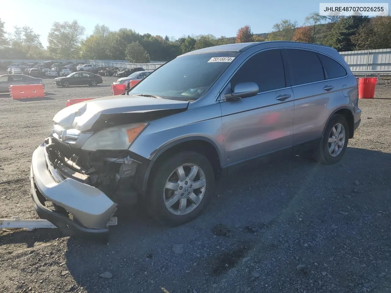 JHLRE48707C026255 2007 Honda Cr-V Exl