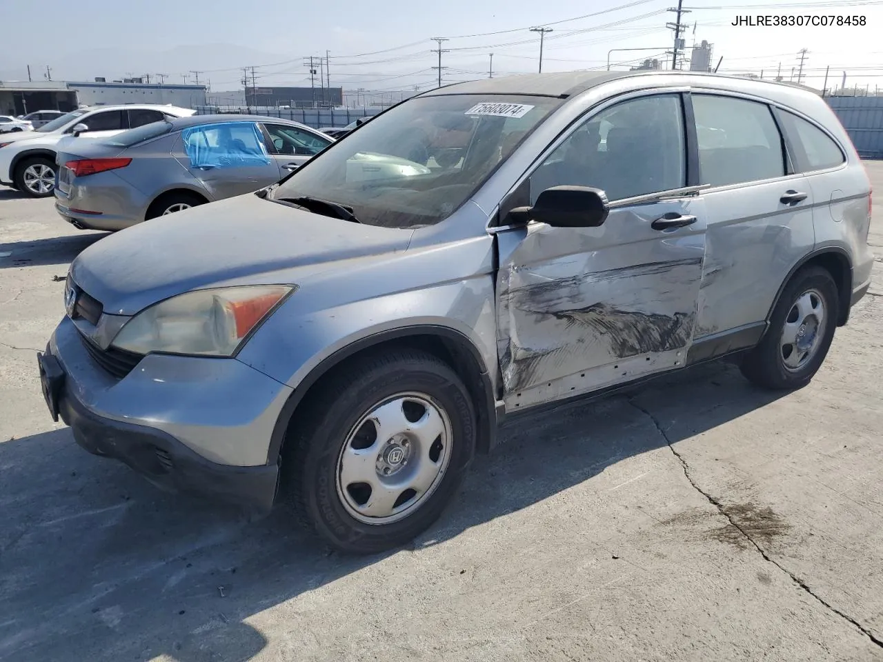 2007 Honda Cr-V Lx VIN: JHLRE38307C078458 Lot: 75603074