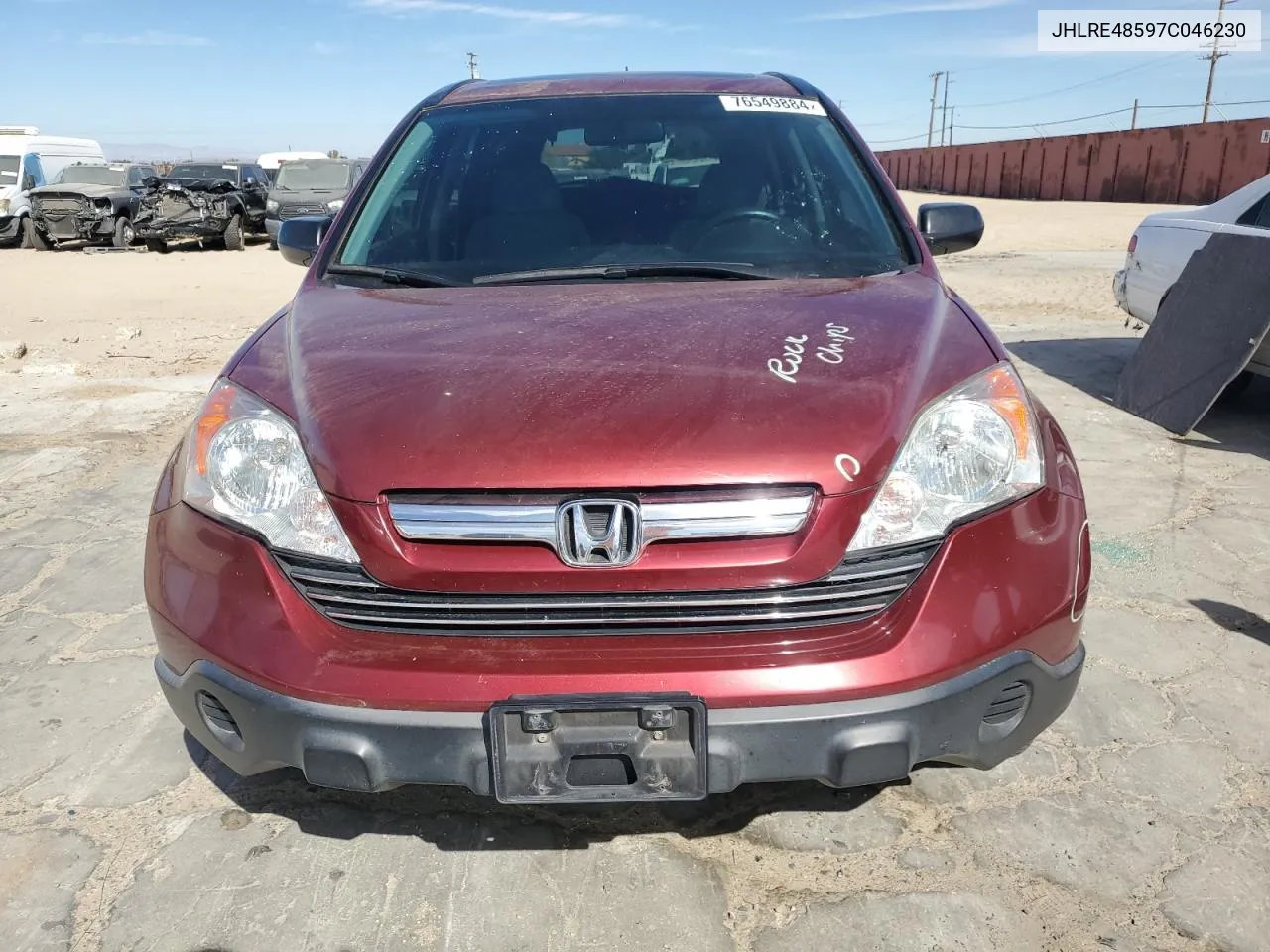 2007 Honda Cr-V Ex VIN: JHLRE48597C046230 Lot: 76549884