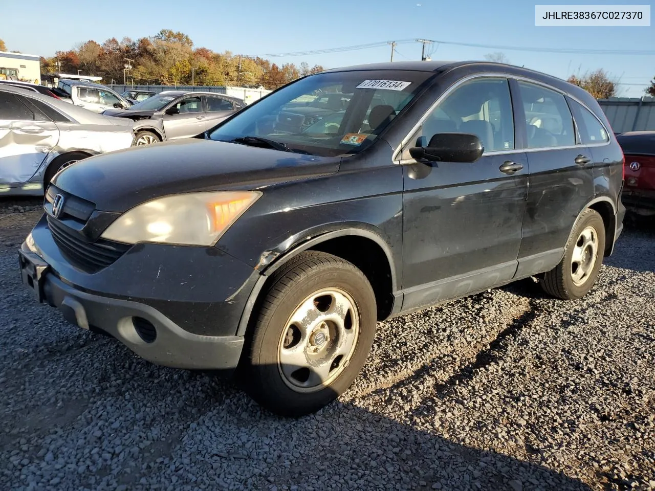 2007 Honda Cr-V Lx VIN: JHLRE38367C027370 Lot: 77016134