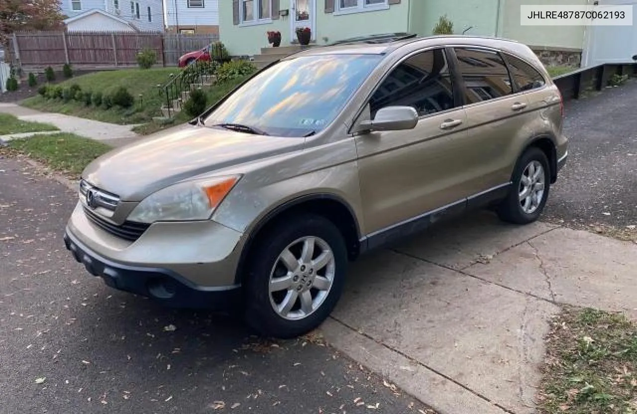 2007 Honda Cr-V Exl VIN: JHLRE48787C062193 Lot: 77046474