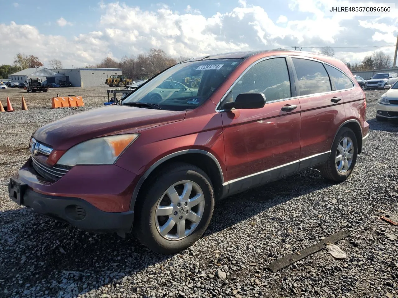 2007 Honda Cr-V Ex VIN: JHLRE48557C096560 Lot: 77281514