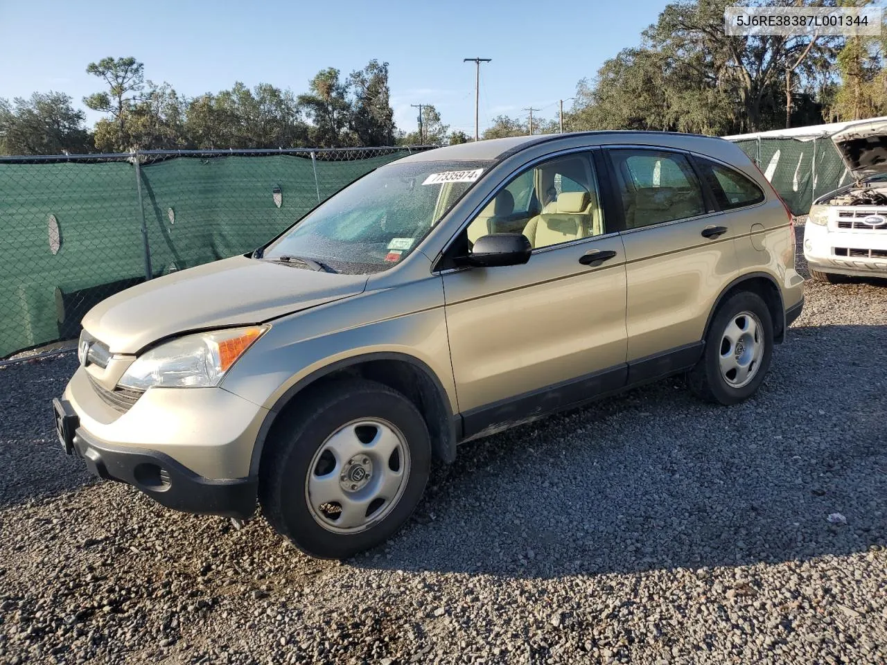 2007 Honda Cr-V Lx VIN: 5J6RE38387L001344 Lot: 77335974