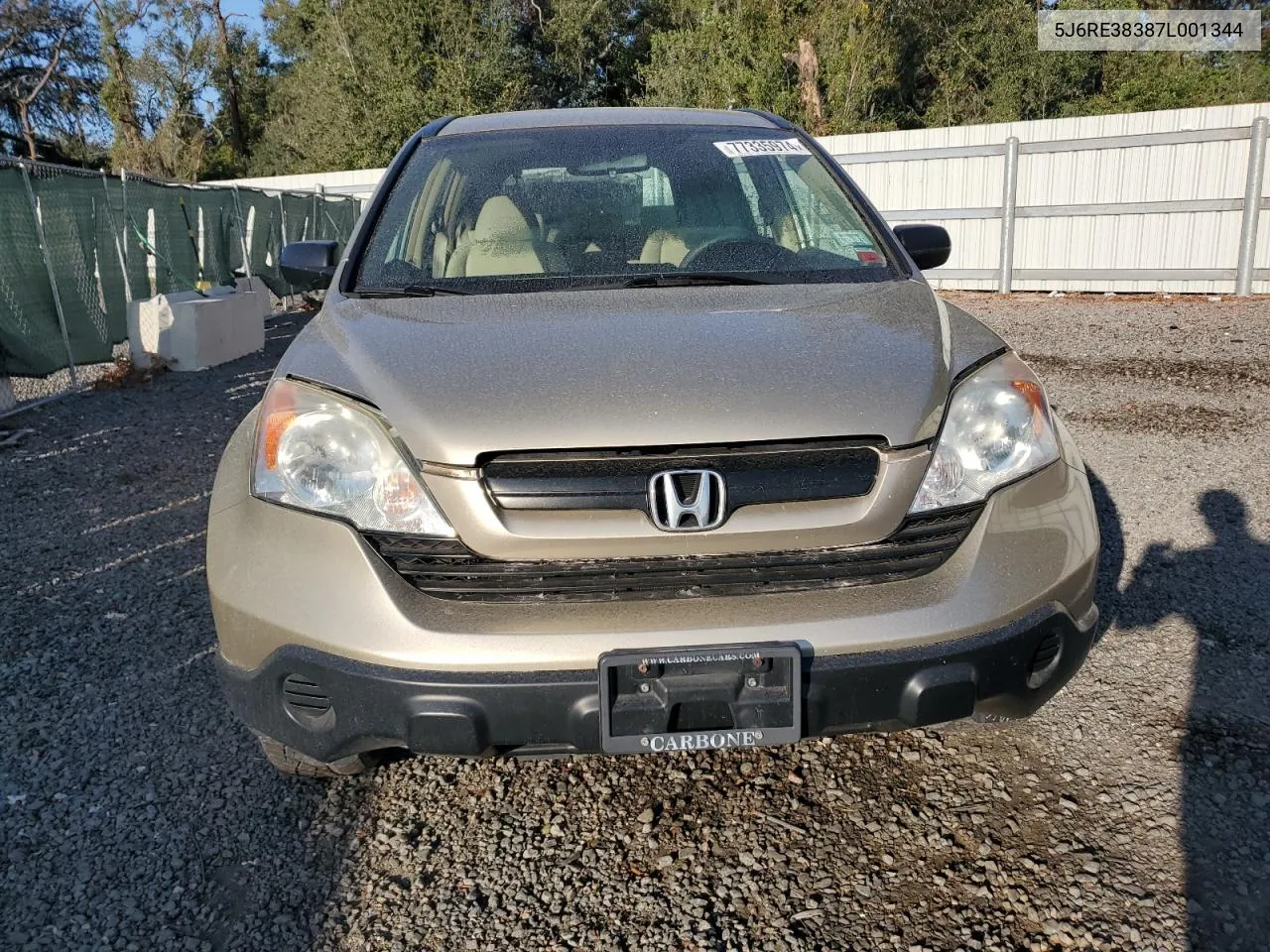 2007 Honda Cr-V Lx VIN: 5J6RE38387L001344 Lot: 77335974