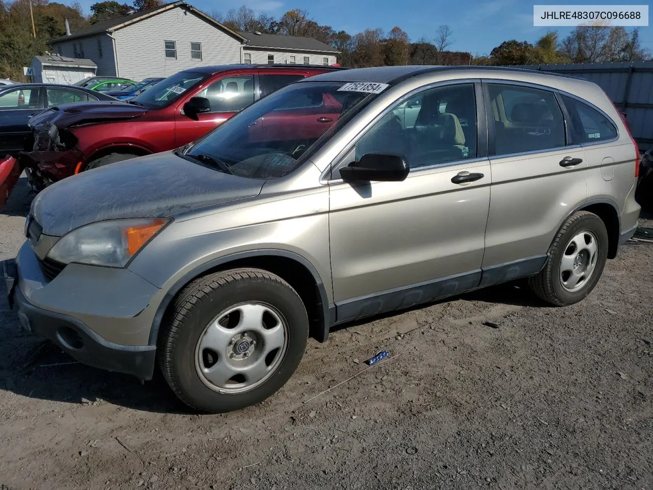 2007 Honda Cr-V Lx VIN: JHLRE48307C096688 Lot: 77521854