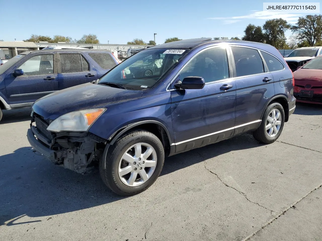 2007 Honda Cr-V Exl VIN: JHLRE48777C115420 Lot: 78190704