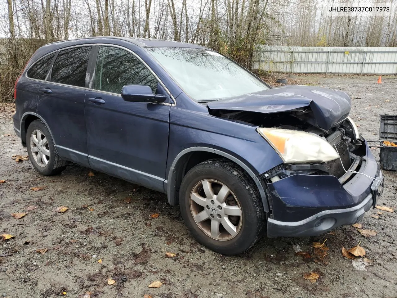 2007 Honda Cr-V Exl VIN: JHLRE38737C017978 Lot: 80524594