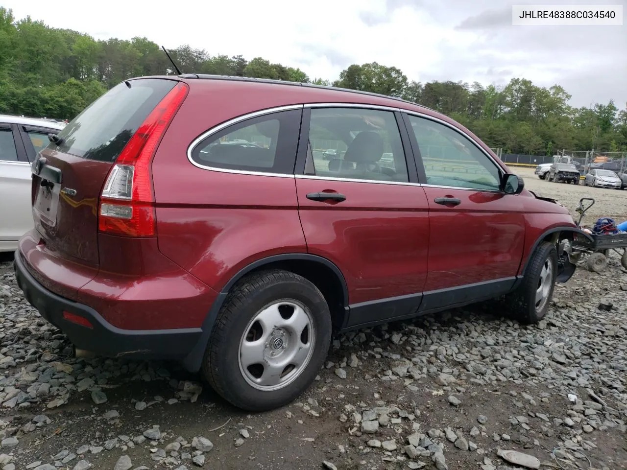 2008 Honda Cr-V Lx VIN: JHLRE48388C034540 Lot: 55142064