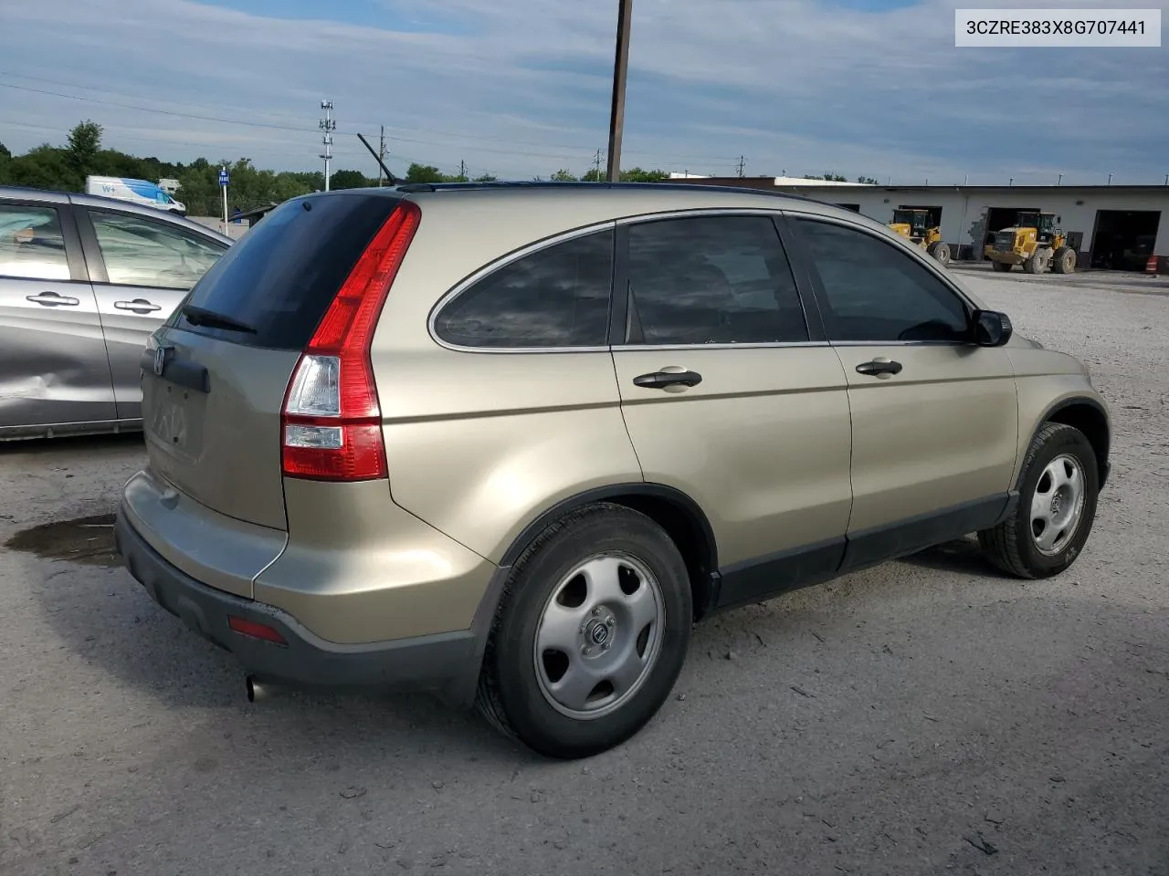 2008 Honda Cr-V Lx VIN: 3CZRE383X8G707441 Lot: 60861654