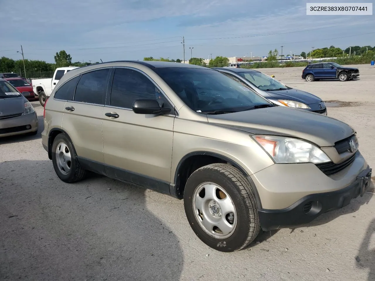 2008 Honda Cr-V Lx VIN: 3CZRE383X8G707441 Lot: 60861654