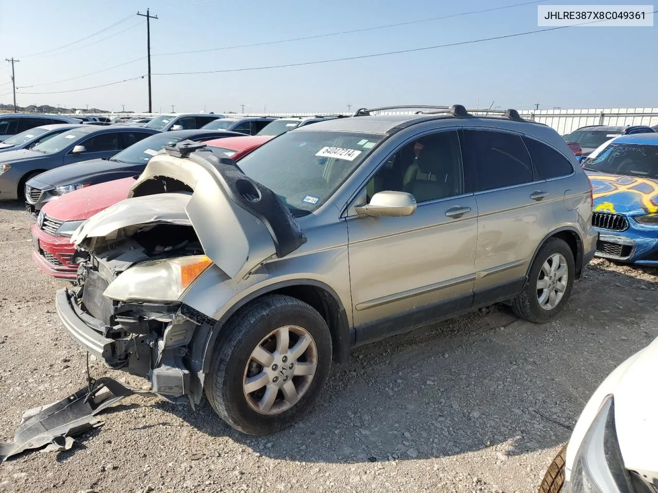 2008 Honda Cr-V Exl VIN: JHLRE387X8C049361 Lot: 64047214