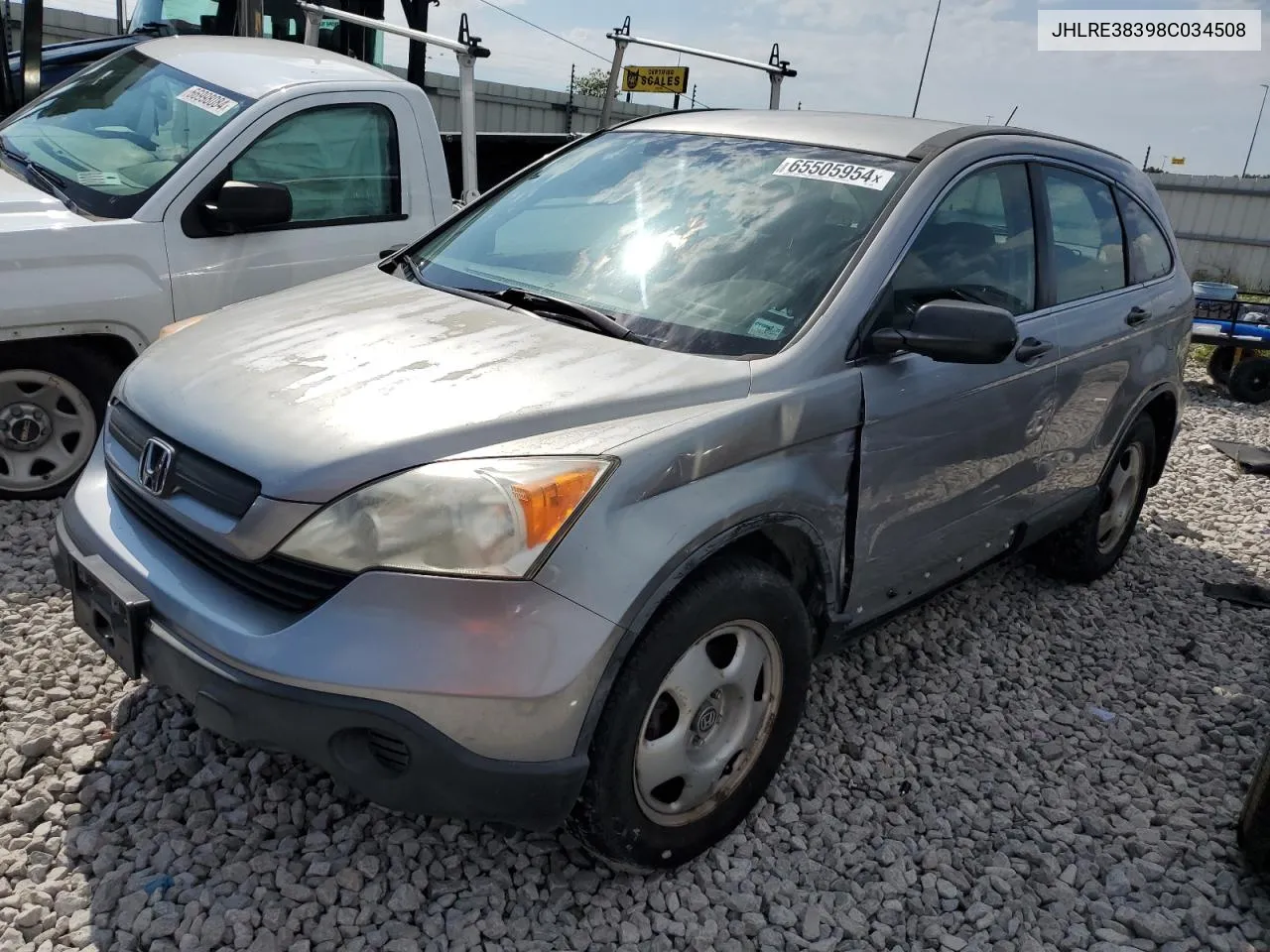 2008 Honda Cr-V Lx VIN: JHLRE38398C034508 Lot: 65505954