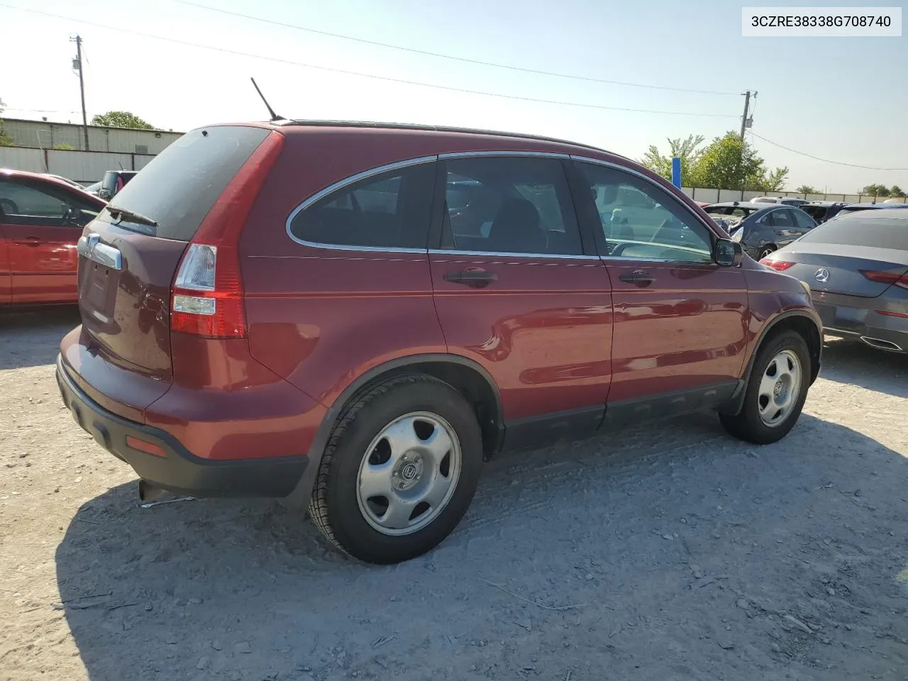 2008 Honda Cr-V Lx VIN: 3CZRE38338G708740 Lot: 66427324