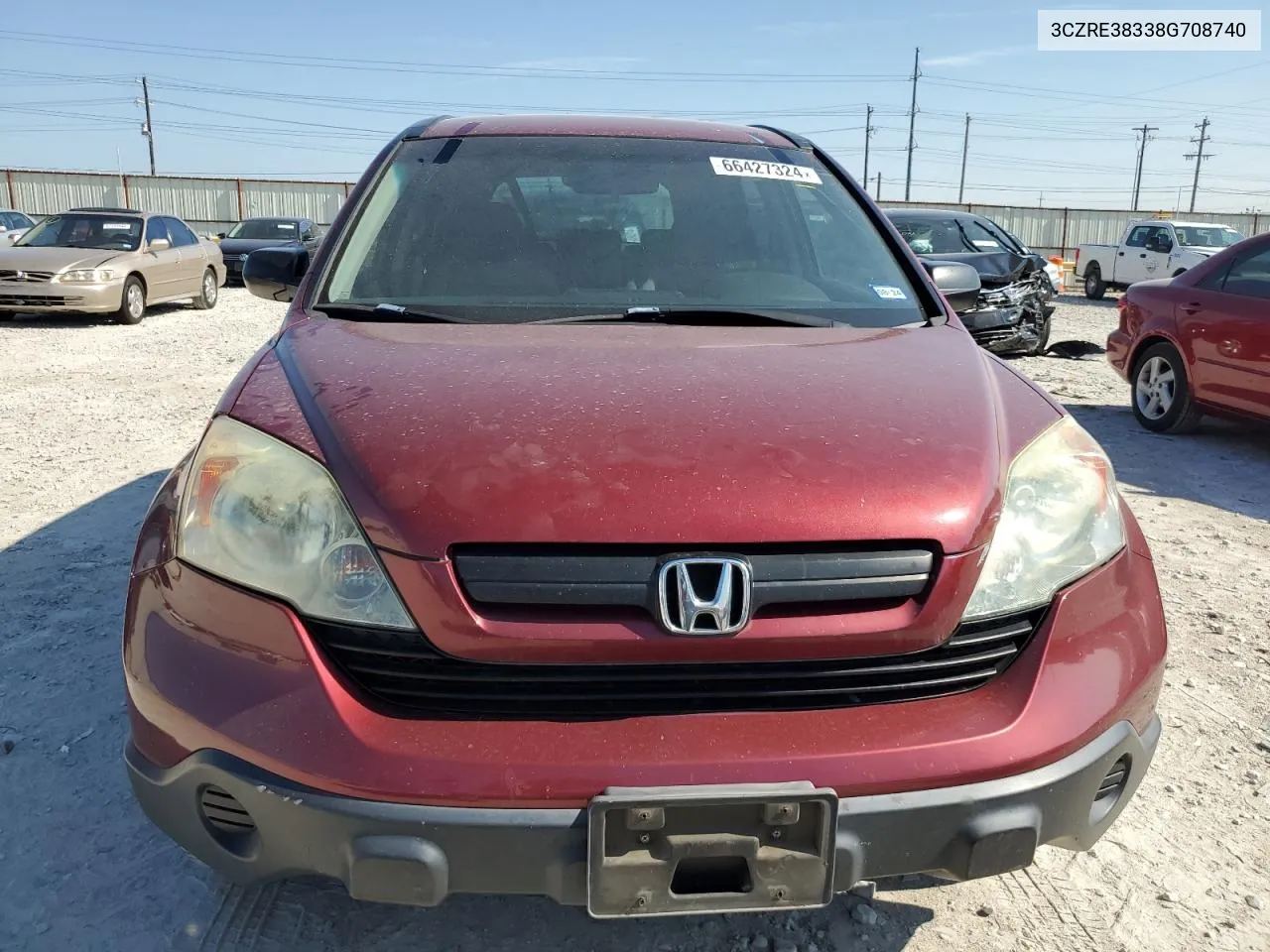 2008 Honda Cr-V Lx VIN: 3CZRE38338G708740 Lot: 66427324