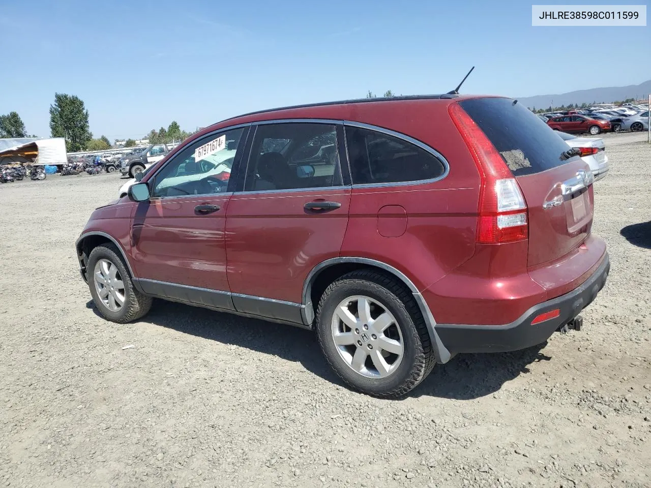 2008 Honda Cr-V Ex VIN: JHLRE38598C011599 Lot: 67971674