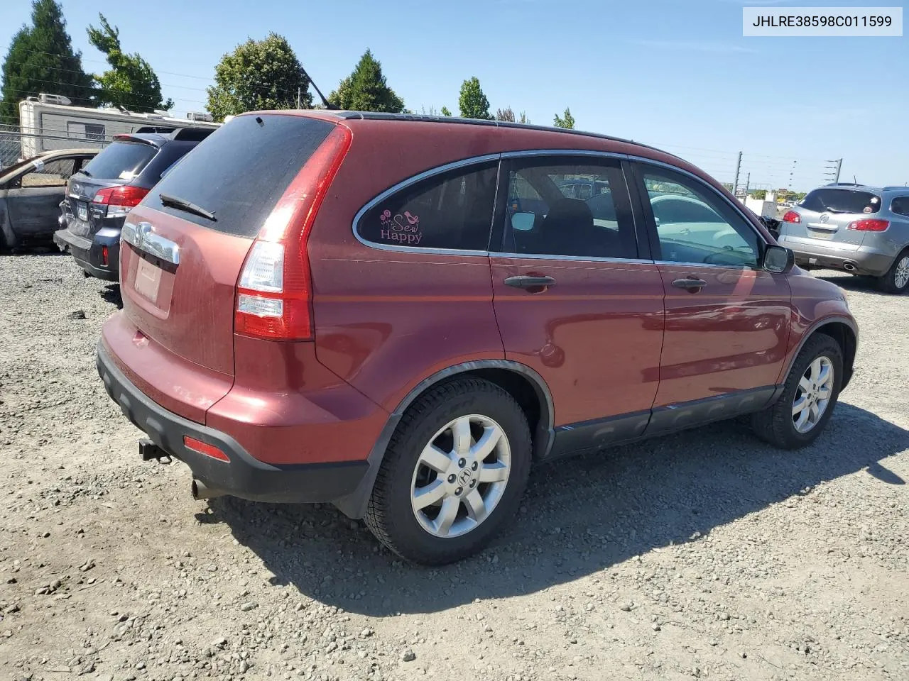 2008 Honda Cr-V Ex VIN: JHLRE38598C011599 Lot: 67971674