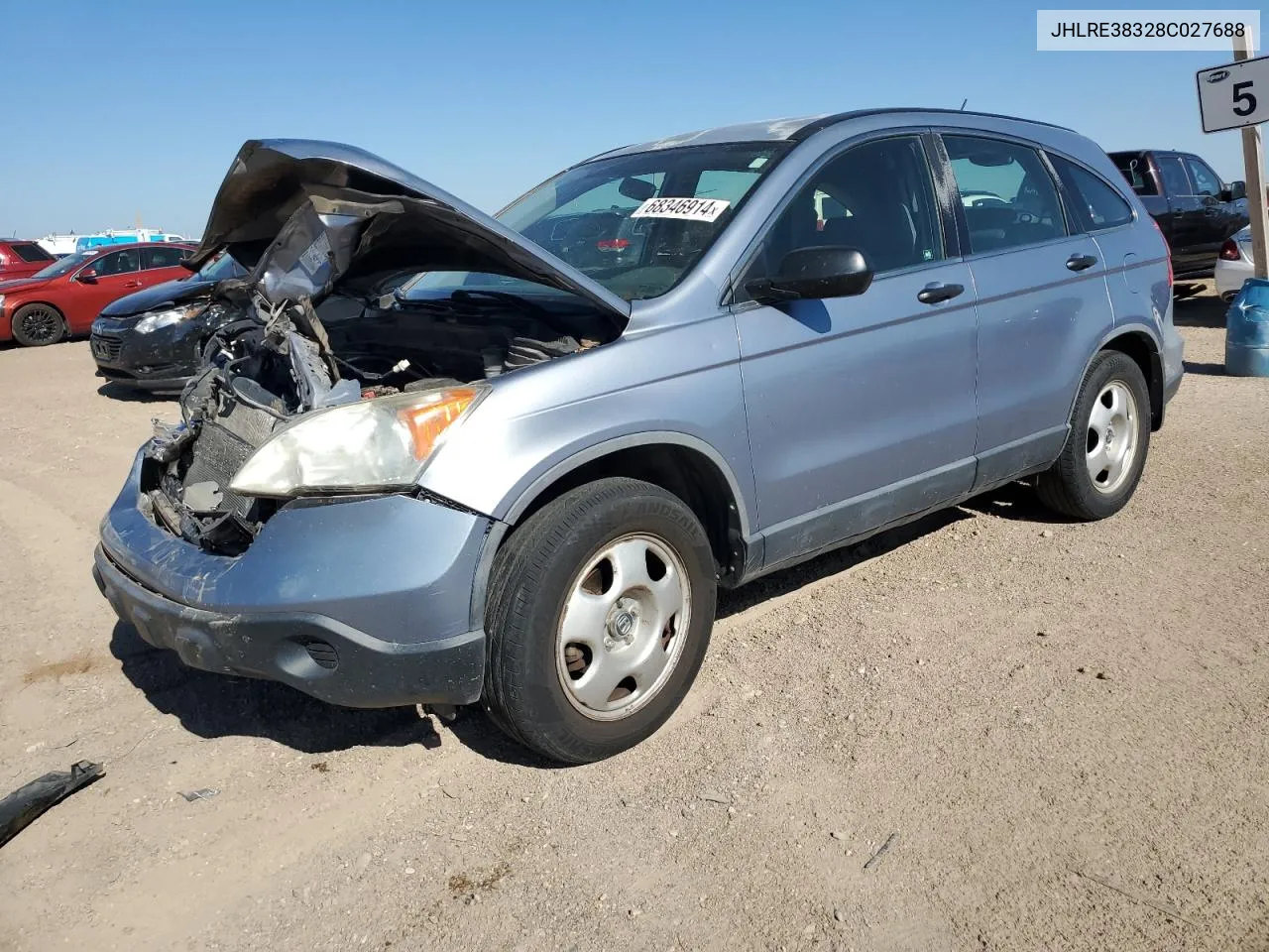 2008 Honda Cr-V Lx VIN: JHLRE38328C027688 Lot: 68346914