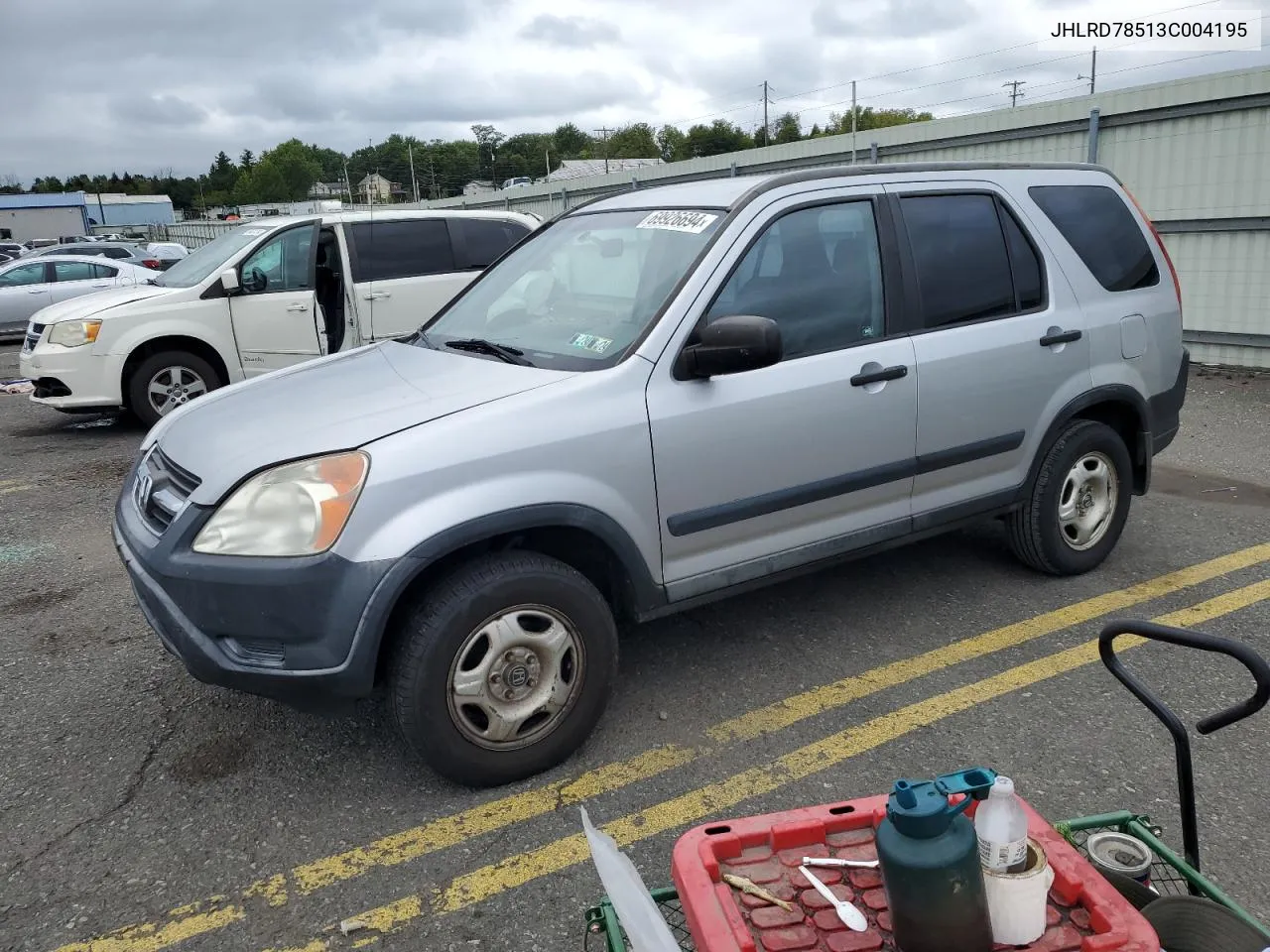 2008 Honda Cr-V Lx VIN: JHLRD78513C004195 Lot: 69926694