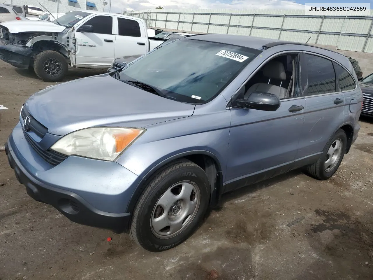 2008 Honda Cr-V Lx VIN: JHLRE48368C042569 Lot: 70722694