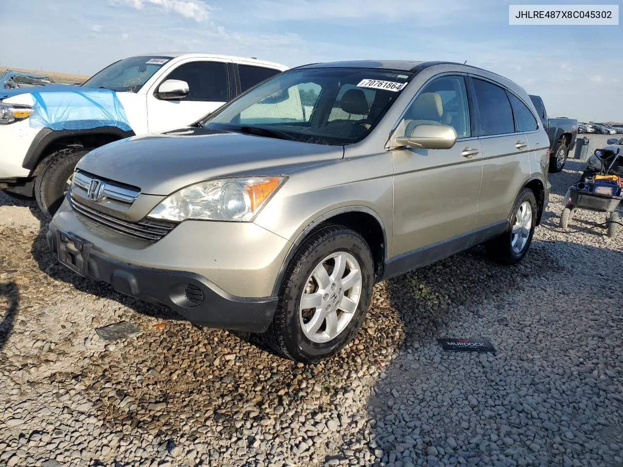 2008 Honda Cr-V Exl VIN: JHLRE487X8C045302 Lot: 70761864