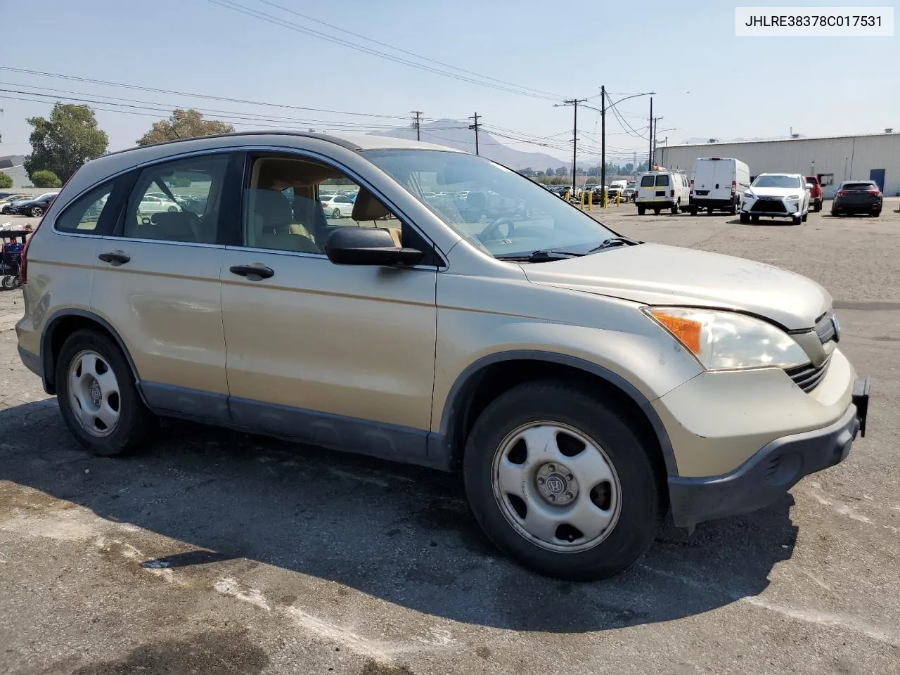 2008 Honda Cr-V Lx VIN: JHLRE38378C017531 Lot: 71247234