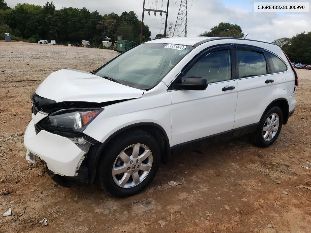 2008 Honda Cr-V Lx VIN: 5J6RE483X8L006990 Lot: 71951664