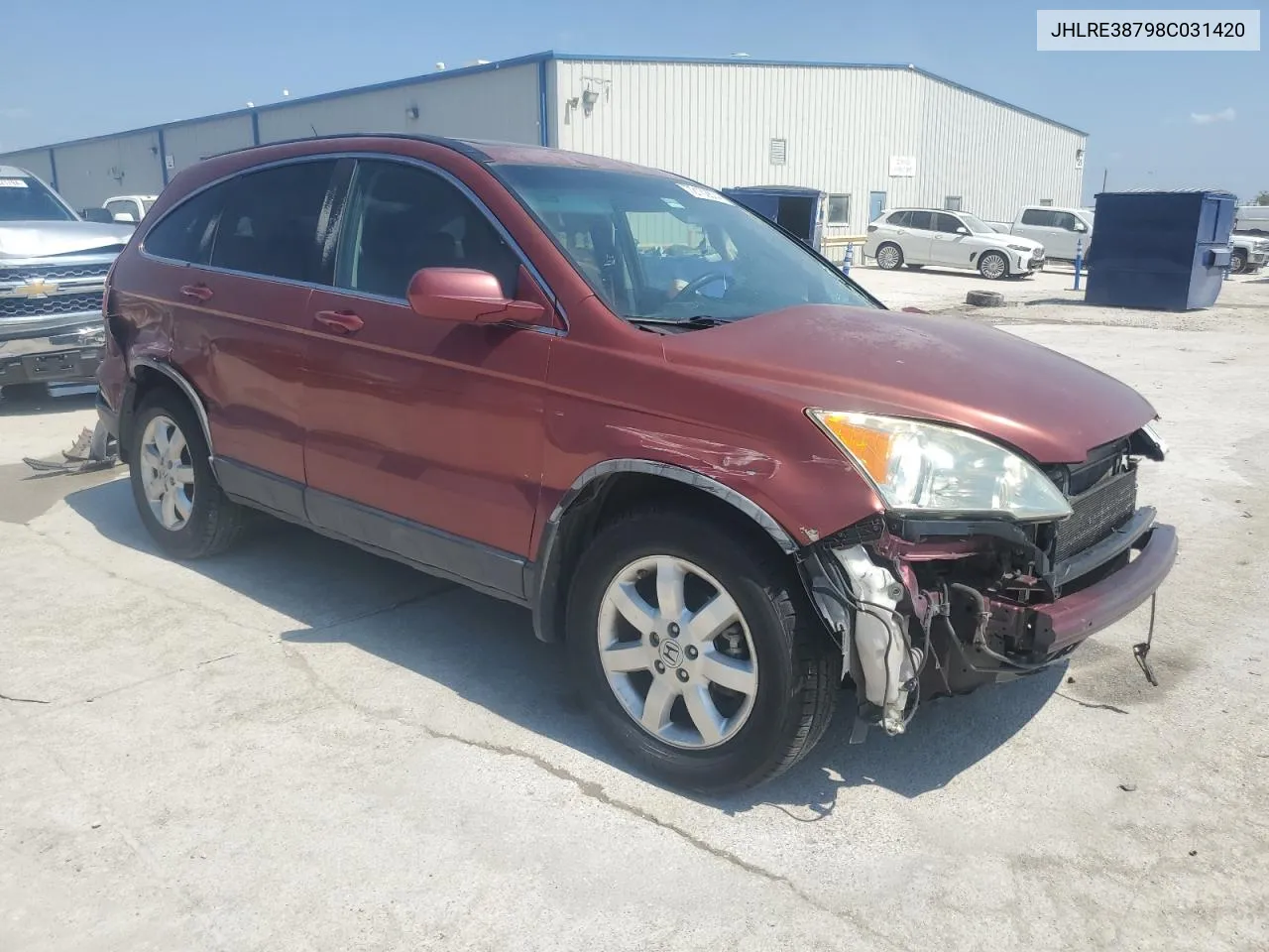 2008 Honda Cr-V Exl VIN: JHLRE38798C031420 Lot: 72132874