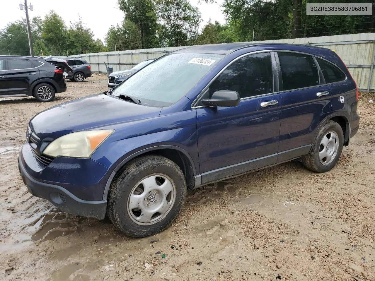 2008 Honda Cr-V Lx VIN: 3CZRE38358G706861 Lot: 72186324