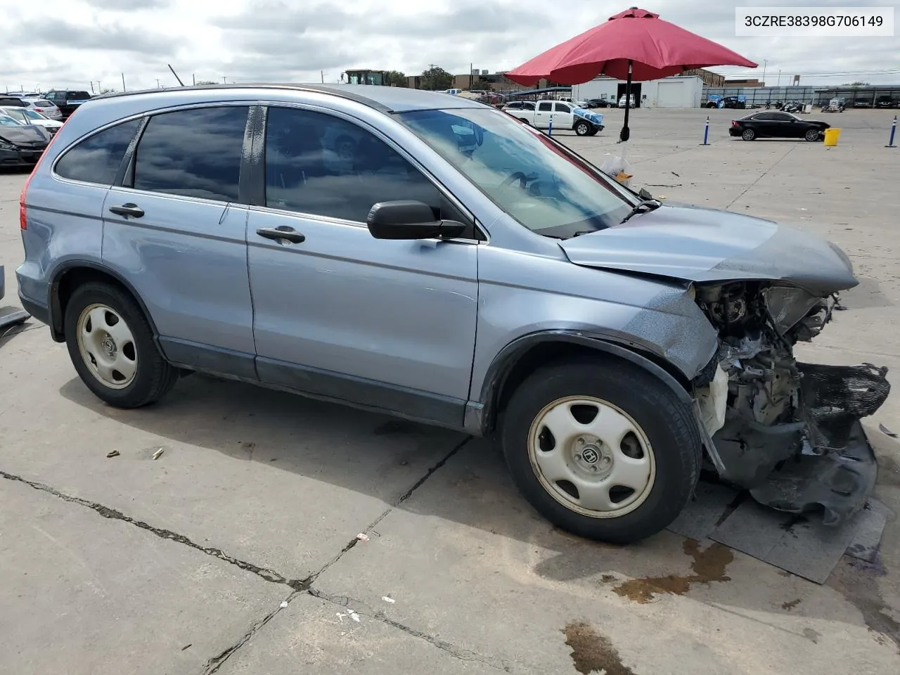 2008 Honda Cr-V Lx VIN: 3CZRE38398G706149 Lot: 72715924