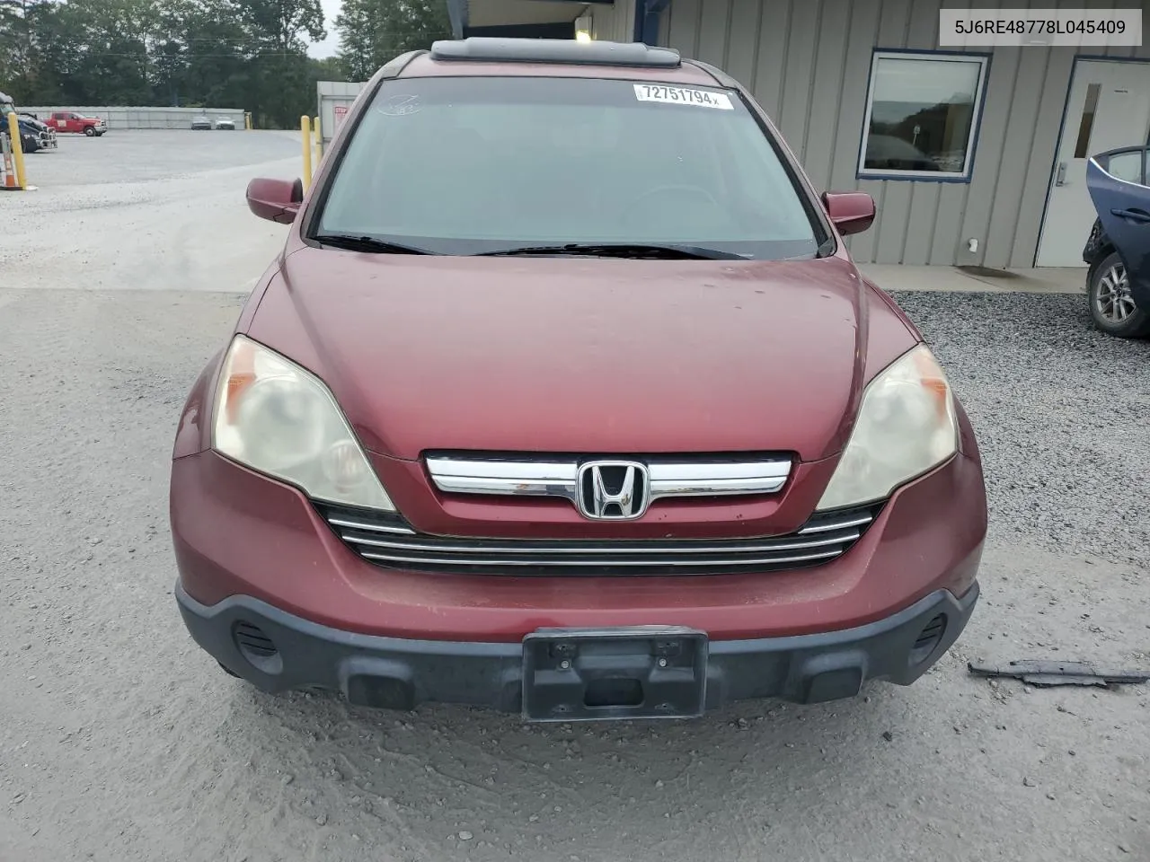 2008 Honda Cr-V Exl VIN: 5J6RE48778L045409 Lot: 72751794