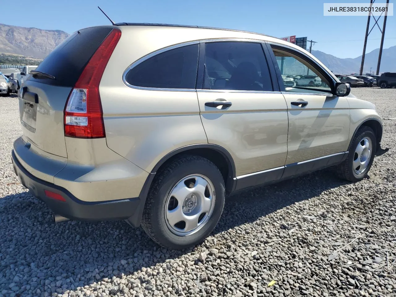 2008 Honda Cr-V Lx VIN: JHLRE38318C012681 Lot: 73298424