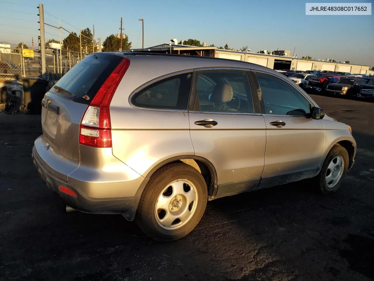 2008 Honda Cr-V Lx VIN: JHLRE48308C017652 Lot: 73350304