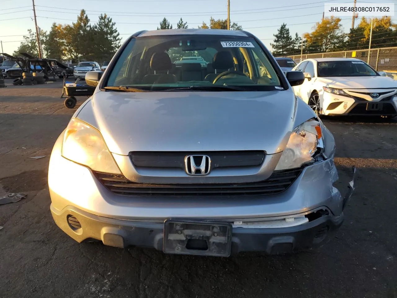 2008 Honda Cr-V Lx VIN: JHLRE48308C017652 Lot: 73350304