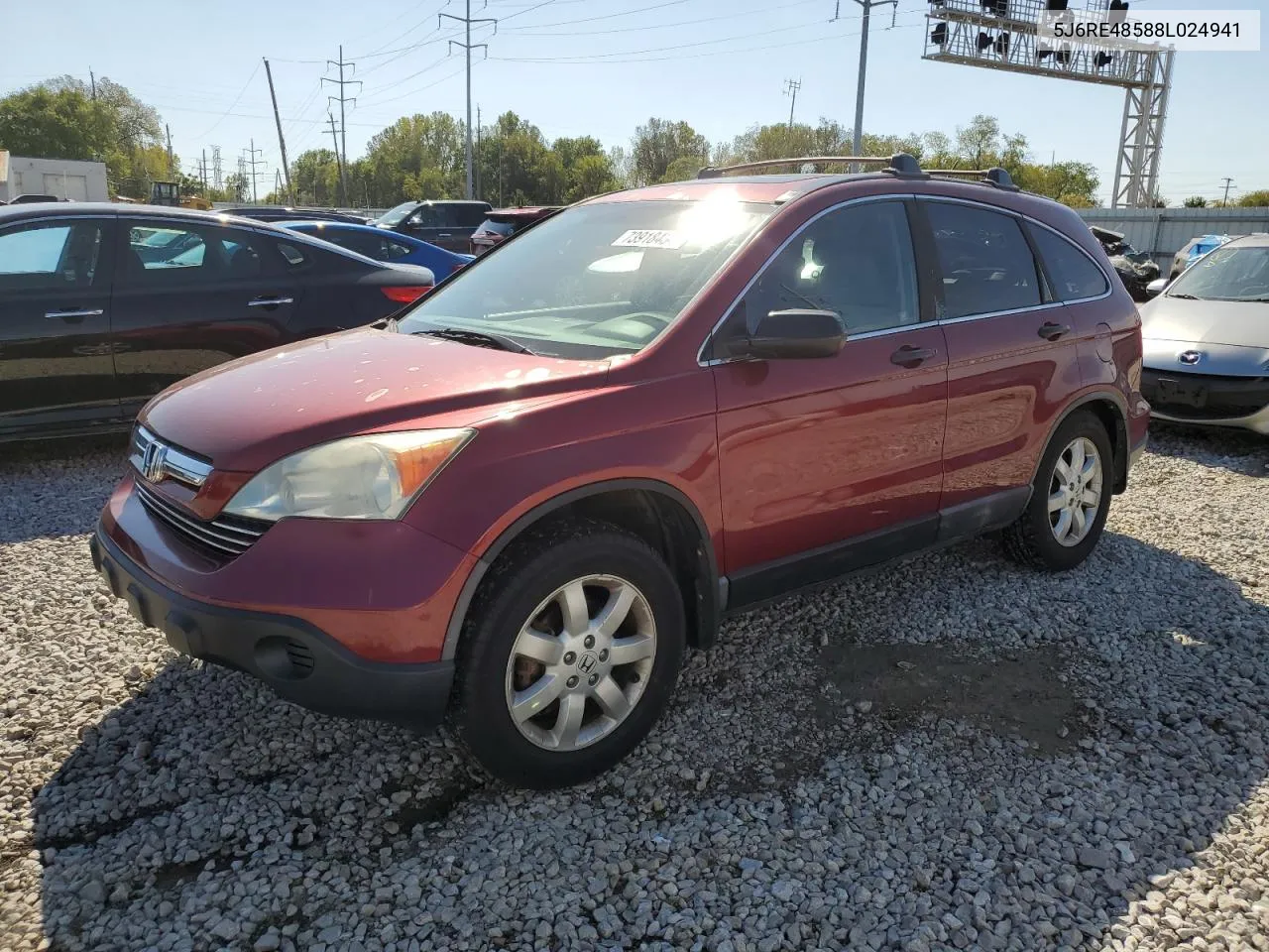 2008 Honda Cr-V Ex VIN: 5J6RE48588L024941 Lot: 73918434