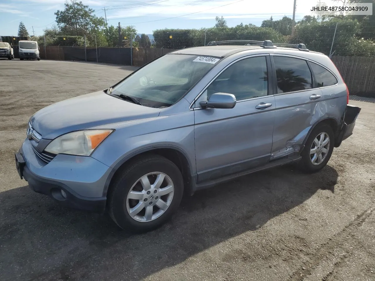 2008 Honda Cr-V Exl VIN: JHLRE48758C043909 Lot: 74574884