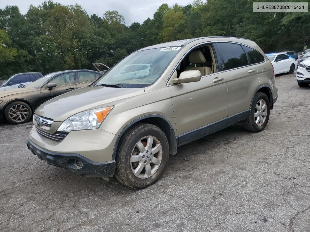 2008 Honda Cr-V Exl VIN: JHLRE38708C016434 Lot: 74665354