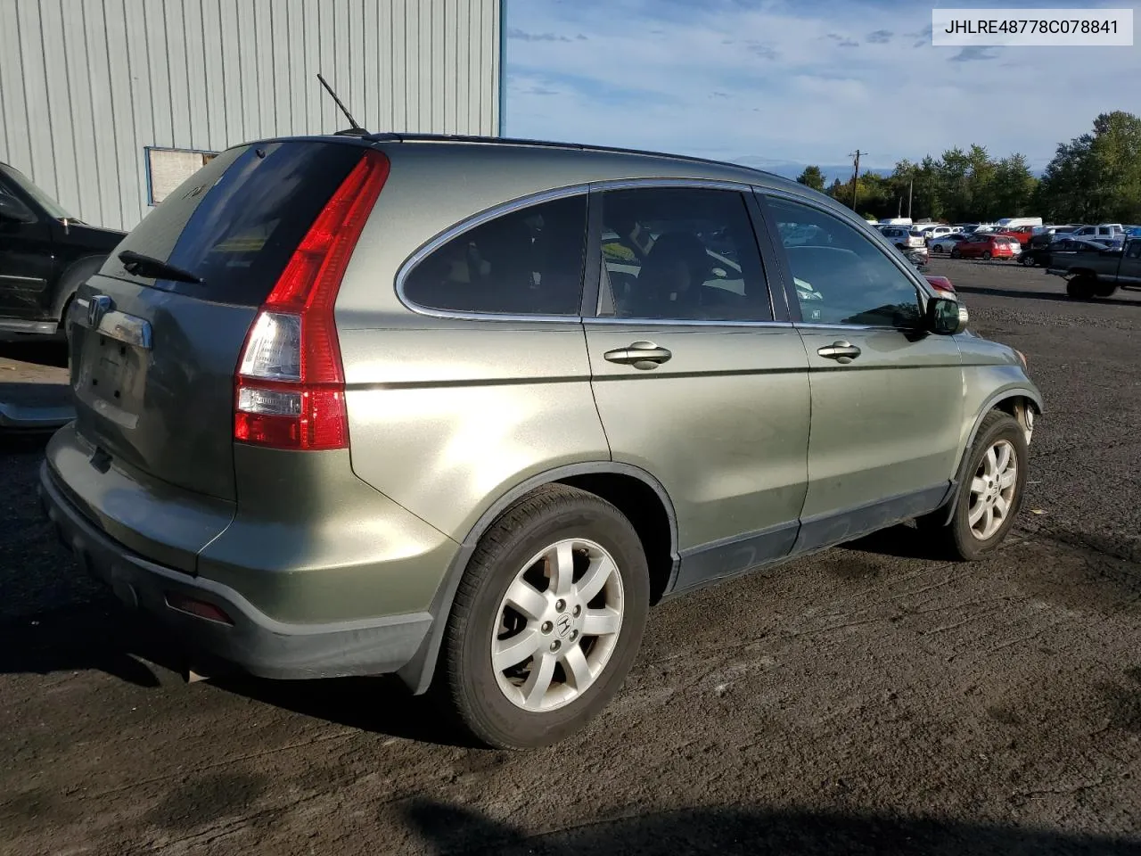 2008 Honda Cr-V Exl VIN: JHLRE48778C078841 Lot: 75222224