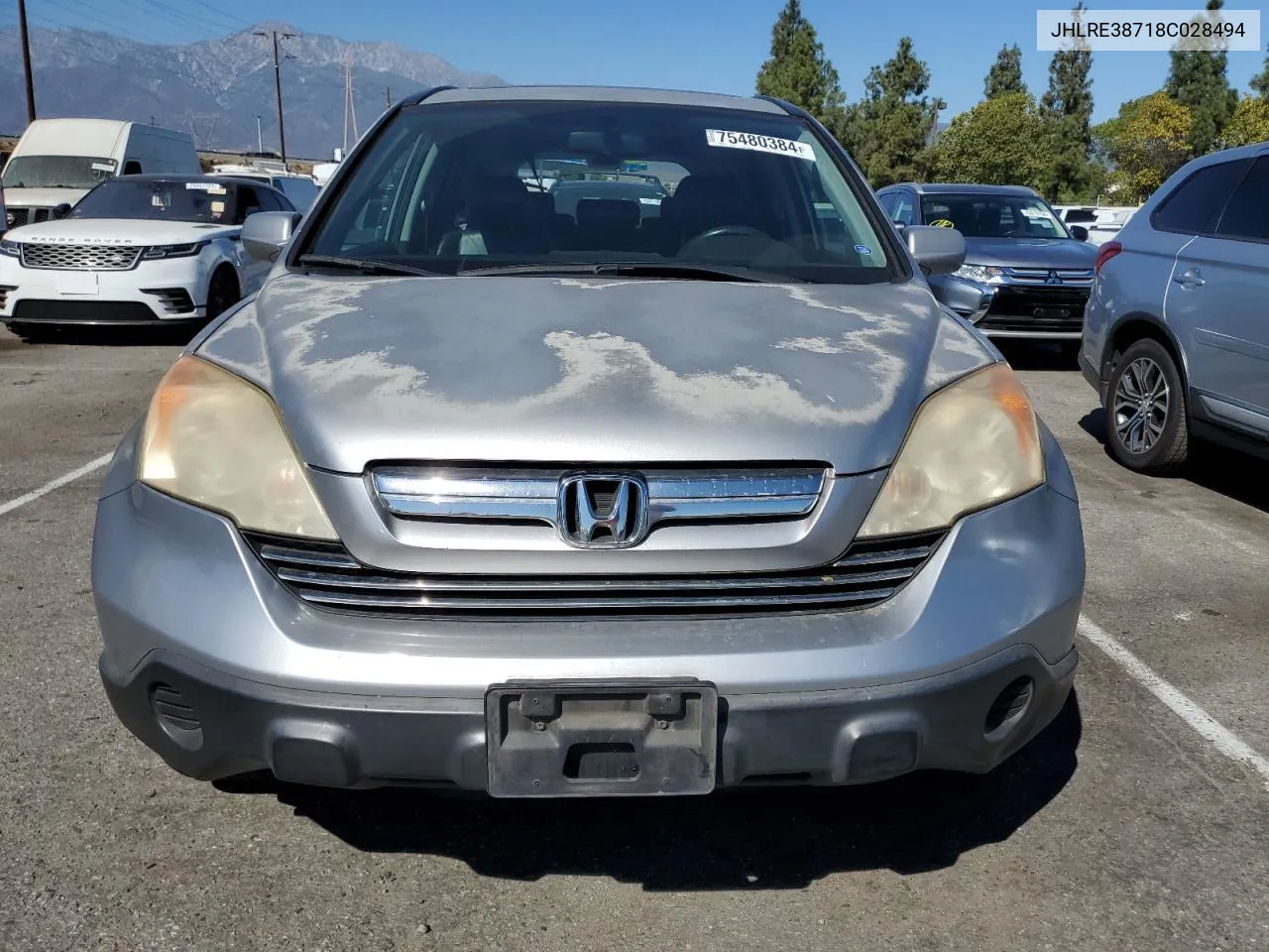 2008 Honda Cr-V Exl VIN: JHLRE38718C028494 Lot: 75480384