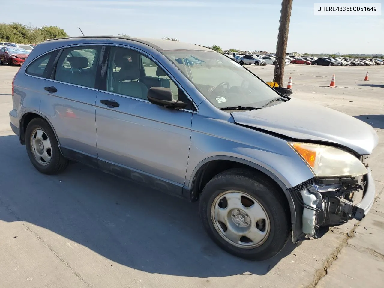 2008 Honda Cr-V Lx VIN: JHLRE48358C051649 Lot: 75733734