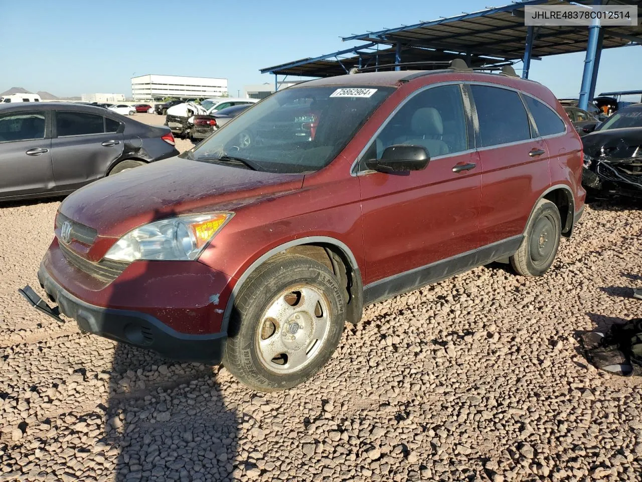 JHLRE48378C012514 2008 Honda Cr-V Lx